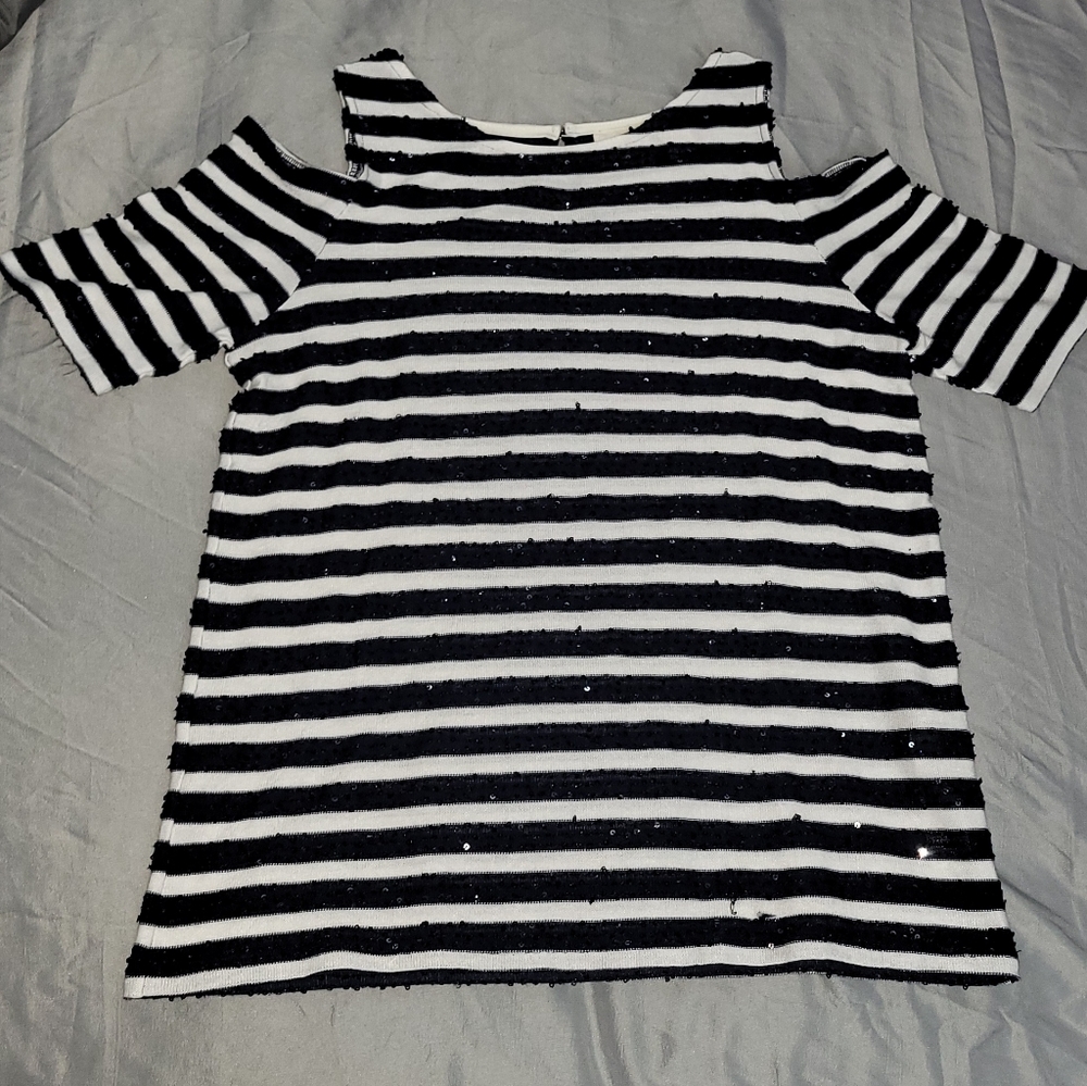 Blue and white strip blouse